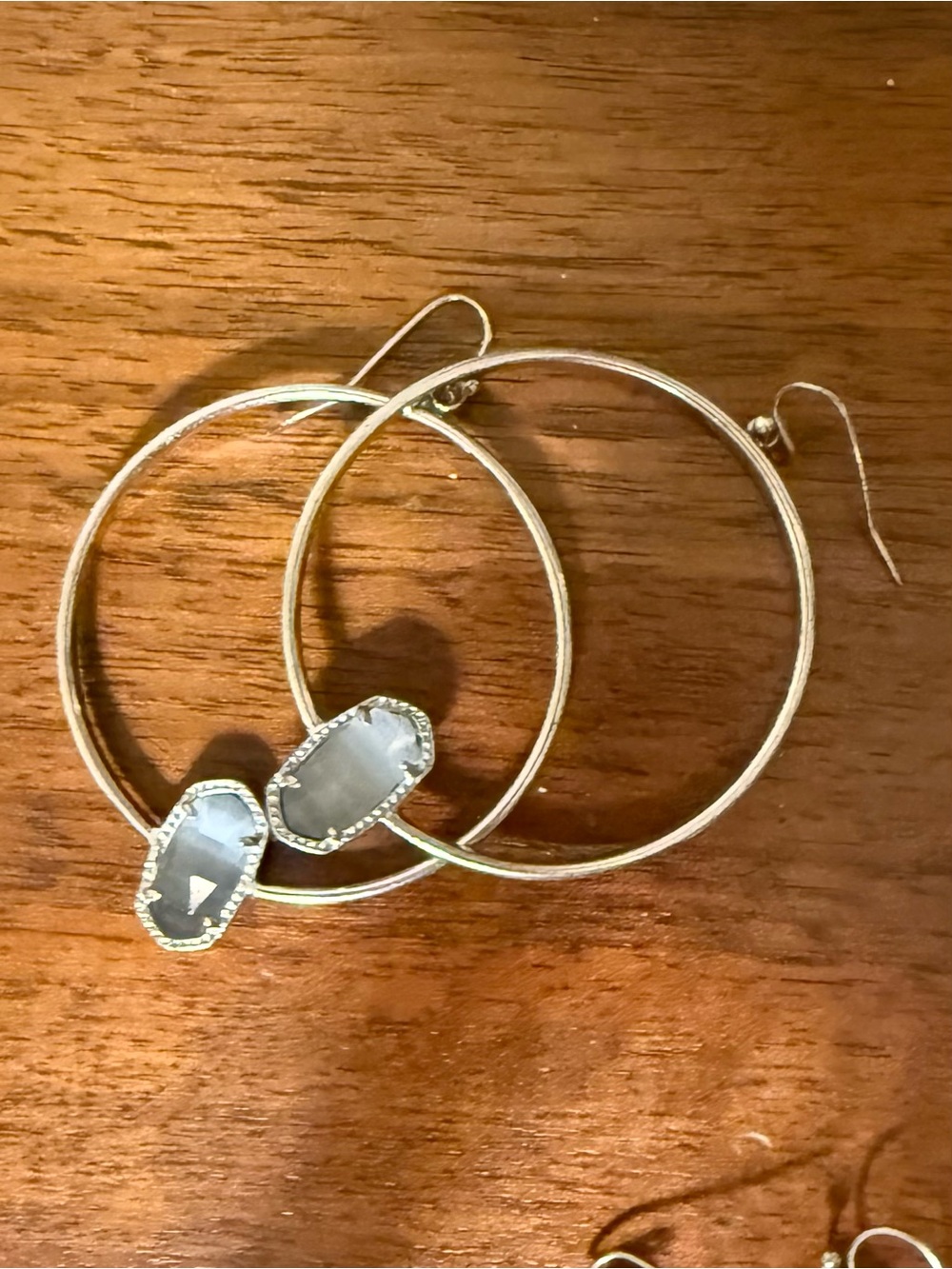 Kendra Scott Silver Hoop Earrings with Light Gray Stones
